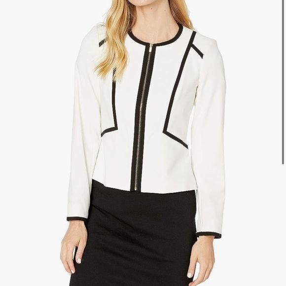 Calvin Klein Long Sleeves Jacket/ Blazer W/ Cream Piped Details - Duplicate - Picture 14 of 14